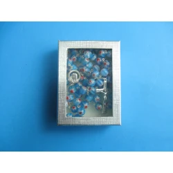 Różaniec Extra niebieski Kwiat + pudełko